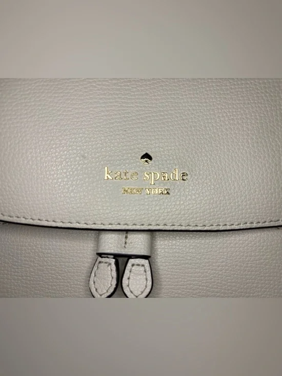 kate spade Cream Pebbled Leather Backpack with Front Pocket - Picture 15 of 16
